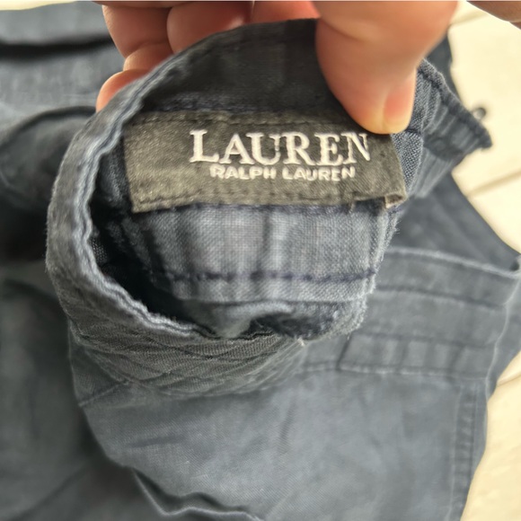 Lauren Ralph Lauren Black Label 100% Linen Pants Women’s Blue Wide Leg Career - Picture 7 of 8